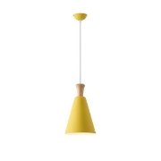 Imagine Lumină suspendată metal-lemn cu un singur corp 1X27 Max 15W Ø200X1380mm galben-lemn Arte Illumina Opaco