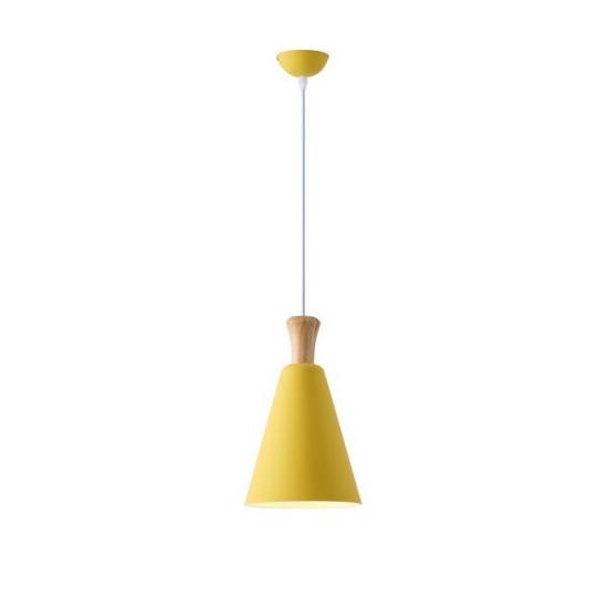 Imagine Lumină suspendată metal-lemn cu un singur corp 1X27 Max 15W Ø200X1380mm galben-lemn Arte Illumina Opaco
