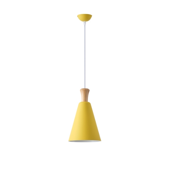 Imagine Lumină suspendată metal-lemn cu un singur corp 1X27 Max 15W Ø200X1380mm galben-lemn Arte Illumina Opaco
