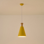 Imagine Lumină suspendată metal-lemn cu un singur corp 1X27 Max 15W Ø200X1380mm galben-lemn Arte Illumina Opaco