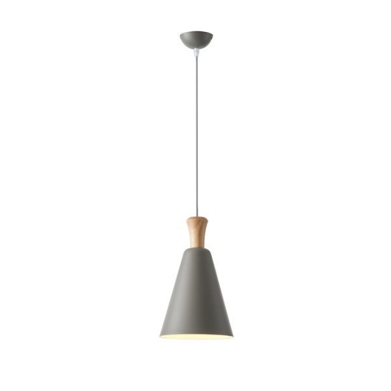 Imagine Lampa suspendată metal-lemn cu un singur corp de iluminat 1xE27 Max 15W Ø200X1380mm gri-lemn Arte Illumina Opaco
