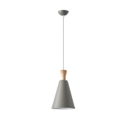 Imagine Lampa suspendată metal-lemn cu un singur corp de iluminat 1xE27 Max 15W Ø200X1380mm gri-lemn Arte Illumina Opaco