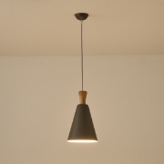 Imagine Lampa suspendată metal-lemn cu un singur corp de iluminat 1xE27 Max 15W Ø200X1380mm gri-lemn Arte Illumina Opaco