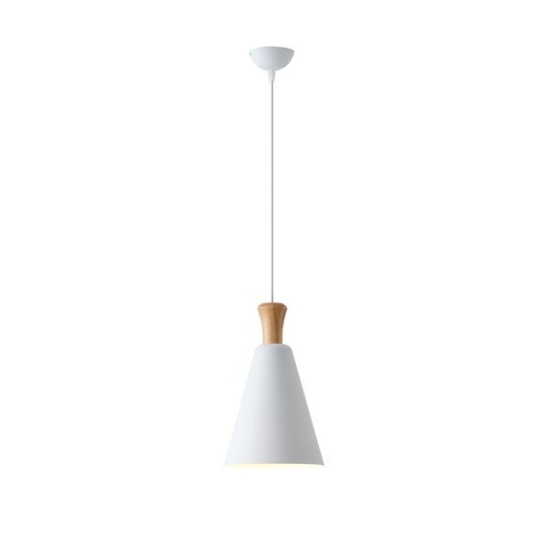 Imagine Lustră metal-lemn cu un singur corp 1xE27 Max 15W Ø200X1380mm alb-lemn Arte Illumina Opaco