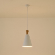 Imagine Lustră metal-lemn cu un singur corp 1xE27 Max 15W Ø200X1380mm alb-lemn Arte Illumina Opaco