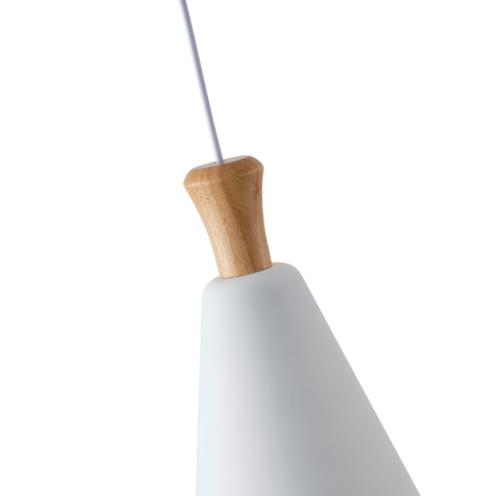 Imagine Lustră metal-lemn cu un singur corp 1xE27 Max 15W Ø200X1380mm alb-lemn Arte Illumina Opaco