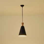 Imagine Lumină suspendată metal-lemn unică 1xE27 max 15W Ø200x1380mm negru-lemn Arte Illumina Opaco