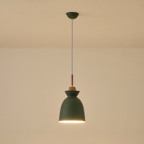 Imagine Lumină suspendată metal-lemn unică 1xE27 max 15W 195x1294mm verde-alb-lemn Arte Illumina Dignity