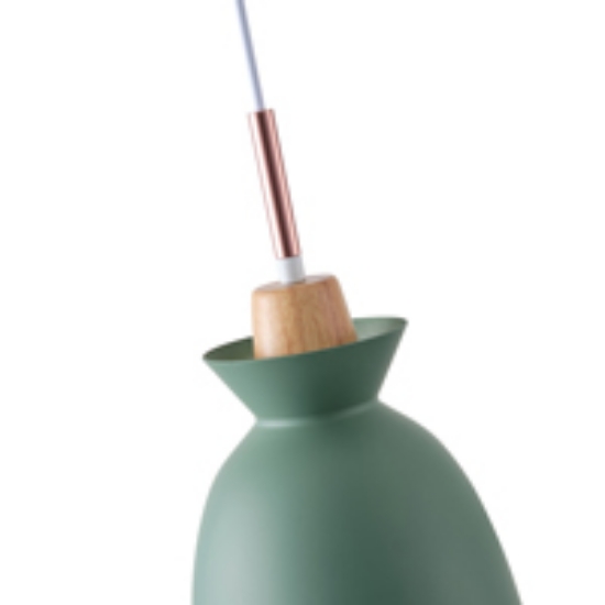 Imagine Lumină suspendată metal-lemn unică 1xE27 max 15W 195x1294mm verde-alb-lemn Arte Illumina Dignity
