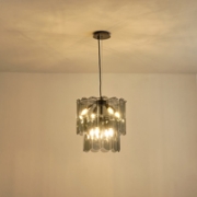 Imagine Lustră metal-sticlă 8 lumini 8x14 max 8W 420x1500mm negru Arte Illumina Mira