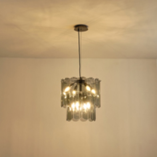 Imagine Lustră metal-sticlă 8 lumini 8x14 max 8W 420x1500mm negru Arte Illumina Mira