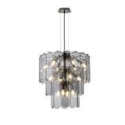 Imagine Lustră metalică-sticlă 14 lumini 14xE14 Max 8W Ø550x1500mm Negru Arte Illumina Mira