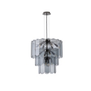 Imagine Lustră metalică-sticlă 14 lumini 14xE14 Max 8W Ø550x1500mm Negru Arte Illumina Mira