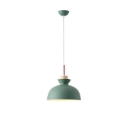 Imagine Lumină suspendată metal-lemn cu un singur bec 1XE27 max 15W Ø280X1234mm verde-alb-lemn Arte Illumina Dignity