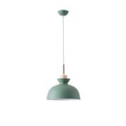 Imagine Lumină suspendată metal-lemn cu un singur bec 1XE27 max 15W Ø280X1234mm verde-alb-lemn Arte Illumina Dignity