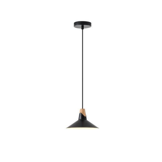 Imagine Lumină suspendată metal-lemn cu un singur corp 1xE27 max 15W Ø180x1140mm negru-lemn Arte Illumina Chroma