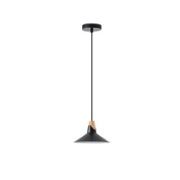 Imagine Lumină suspendată metal-lemn cu un singur corp 1xE27 max 15W Ø180x1140mm negru-lemn Arte Illumina Chroma
