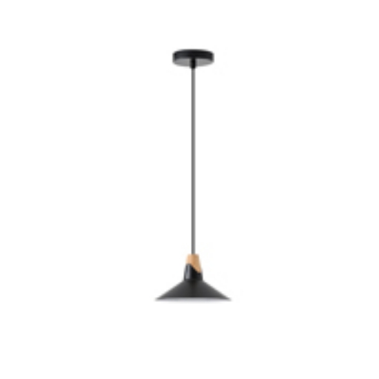 Imagine Lumină suspendată metal-lemn cu un singur corp 1xE27 max 15W Ø180x1140mm negru-lemn Arte Illumina Chroma