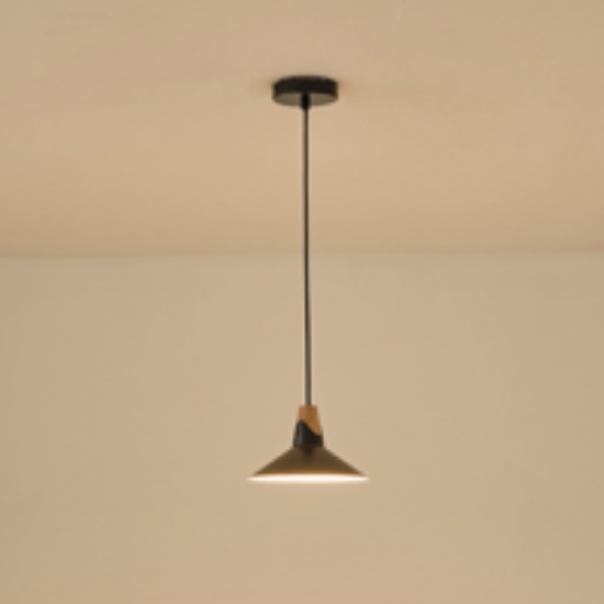 Imagine Lumină suspendată metal-lemn cu un singur corp 1xE27 max 15W Ø180x1140mm negru-lemn Arte Illumina Chroma