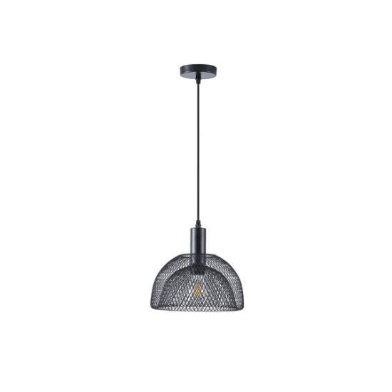 Imagine Lampa suspendată metalică cu un singur corp de iluminat 1XE27 Max 15W Ø255X1280mm Neagră Arte Illumina Hood