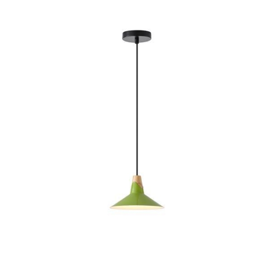 Imagine Lampa suspendată metal-lemn cu un singur corp 1XE27 max 15W Ø180X1140mm verde-lemn Arte Illumina Chroma