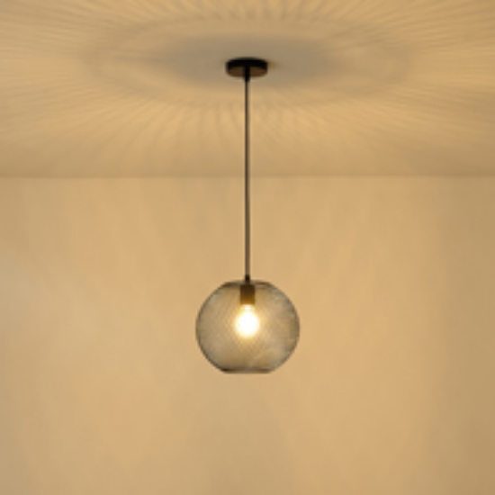 Imagine Lampa suspendată metalică cu un singur corp 1XE27 Max 15W Ø350X1360mm neagră Arte Illumina Mesh