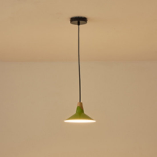 Imagine Lampa suspendată metal-lemn cu un singur corp 1XE27 max 15W Ø180X1140mm verde-lemn Arte Illumina Chroma