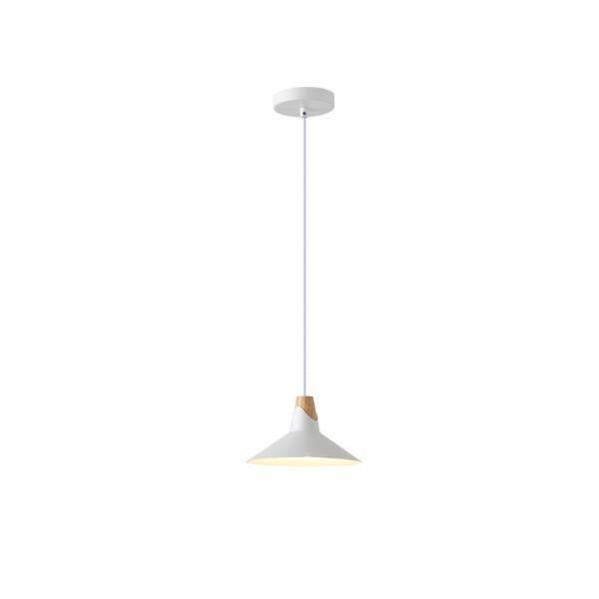 Imagine Lumină suspendată metal-lemn cu un singur bec 1XE27 max 15W Ø180X1140mm alb-lemn Arte Illumina Chroma