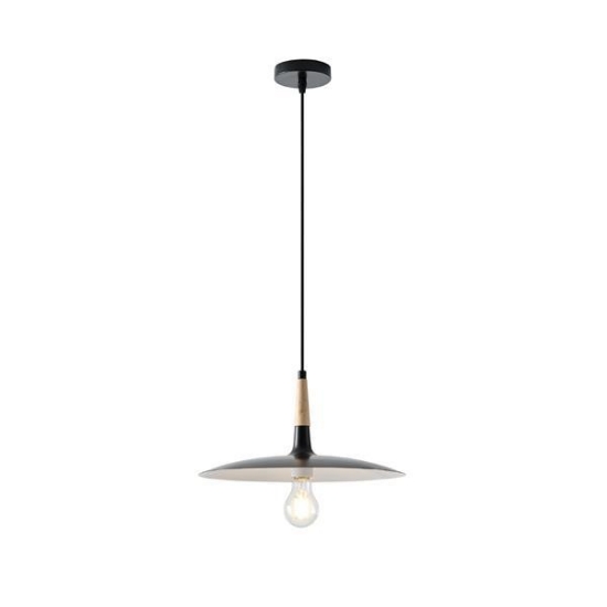 Imagine Lampa suspendată metal-lemn cu un singur corp de iluminat 1XE27 max 15W Ø350X1250mm negru-lemn Arte Illumina Essential