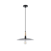 Imagine Lampa suspendată metal-lemn cu un singur corp de iluminat 1XE27 max 15W Ø350X1250mm negru-lemn Arte Illumina Essential
