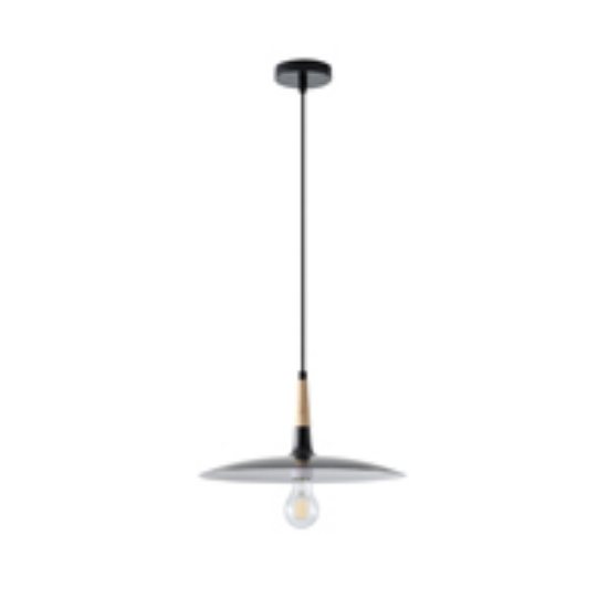 Imagine Lampa suspendată metal-lemn cu un singur corp de iluminat 1XE27 max 15W Ø350X1250mm negru-lemn Arte Illumina Essential
