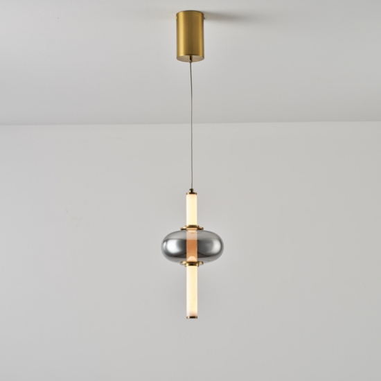 Imagine Lumină suspendată din sticlă-metal-ceramică LED 12W 960Lm 3000K 190X380X1450mm TRIAC Dimming Transparent Arte Illumina Verena