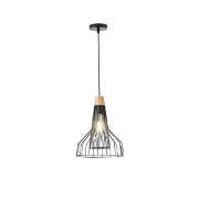 Imagine Lampa suspendată metalică cu un singur corp de iluminat 1XE27 Max 15W Ø260X1240mm Neagră Arte Illumina Tassel