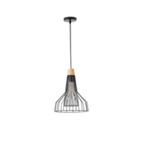 Imagine Lampa suspendată metalică cu un singur corp de iluminat 1XE27 Max 15W Ø260X1240mm Neagră Arte Illumina Tassel