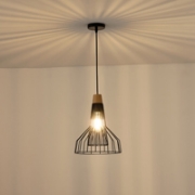 Imagine Lampa suspendată metalică cu un singur corp de iluminat 1XE27 Max 15W Ø260X1240mm Neagră Arte Illumina Tassel