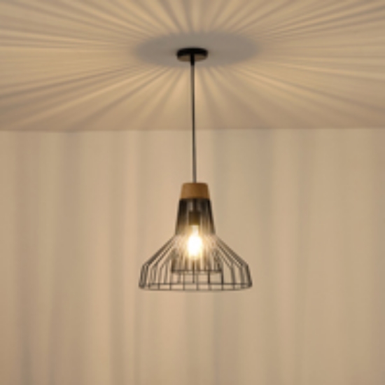 Imagine Lampa suspendată metalică cu un singur corp 1XE27 Max 15W Ø360X1380mm neagră Arte Illumina Tassel