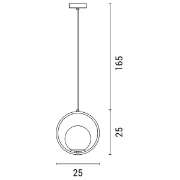 Imagine Lumină suspendată metal-sticlă cu un singur bec 1XE27 max 15W Ø300X1150mm aurie Arte Illumina Orba
