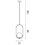 Imagine Lumină suspendată metal-sticlă unică 1XE27 max 15W 210X1900mm aurie Arte Illumina Orba