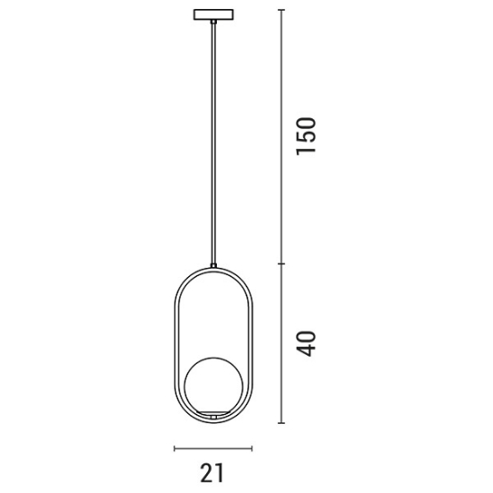 Imagine Lumină suspendată metal-sticlă unică 1XE27 max 15W 210X1900mm aurie Arte Illumina Orba