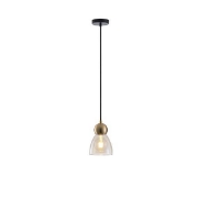 Imagine Lampa suspendată metal-sticlă cu un singur bec 1XE27 max 15W Ø130X1220mm neagră Arte Illumina Aurelia
