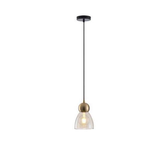 Imagine Lampa suspendată metal-sticlă cu un singur bec 1XE27 max 15W Ø130X1220mm neagră Arte Illumina Aurelia