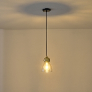 Imagine Lampa suspendată metal-sticlă cu un singur bec 1XE27 max 15W Ø130X1220mm neagră Arte Illumina Aurelia