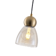 Imagine Lampa suspendată metal-sticlă cu un singur bec 1XE27 max 15W Ø130X1220mm neagră Arte Illumina Aurelia