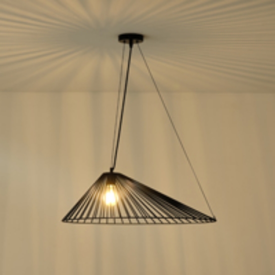 Imagine Lumină suspendată metalică cu un singur corp 1xE27 max 15W 600x1300mm neagră Arte Illumina RAY