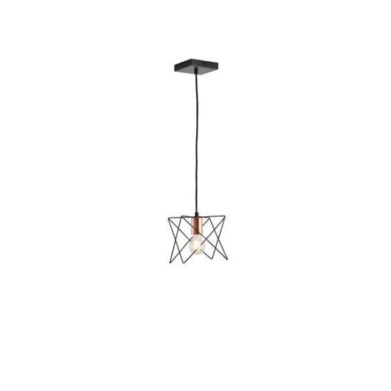 Imagine Lampa suspendată metalică cu un singur corp 1XE27 Max 15W Ø175X1240mm Neagră Arte Illumina Brawck