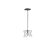 Imagine Lampa suspendată metalică cu un singur corp 1XE27 Max 15W Ø175X1240mm Neagră Arte Illumina Brawck