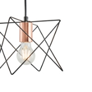Imagine Lampa suspendată metalică cu un singur corp 1XE27 Max 15W Ø175X1240mm Neagră Arte Illumina Brawck