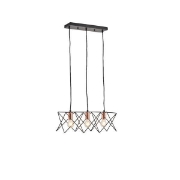 Imagine Lumină suspendată metalică 3 lumini 3XE27 max 15W 517X175X1240mm negru Arte Illumina Brawck