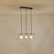 Imagine Lumină suspendată metalică 3 lumini 3XE27 max 15W 517X175X1240mm negru Arte Illumina Brawck