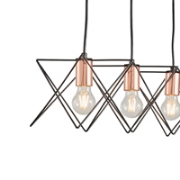 Imagine Lumină suspendată metalică 3 lumini 3XE27 max 15W 517X175X1240mm negru Arte Illumina Brawck
